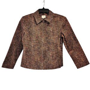 Retro Y2K Animal Print Fitted Zip Up Jacket